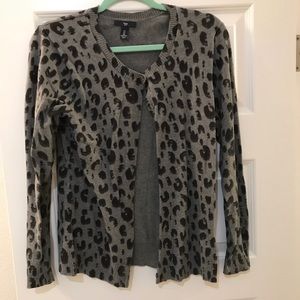 Black leopard patterned Gap cardigan